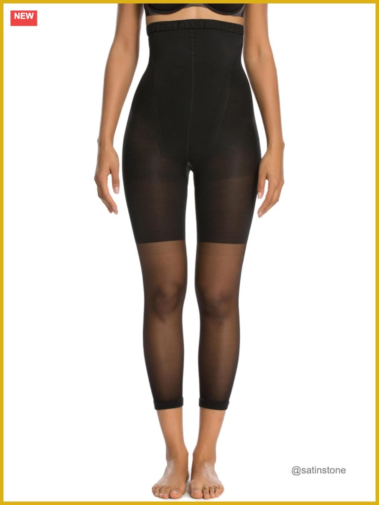 High-Waisted Footless Shapewear Thigh & Core Control Pantyhose